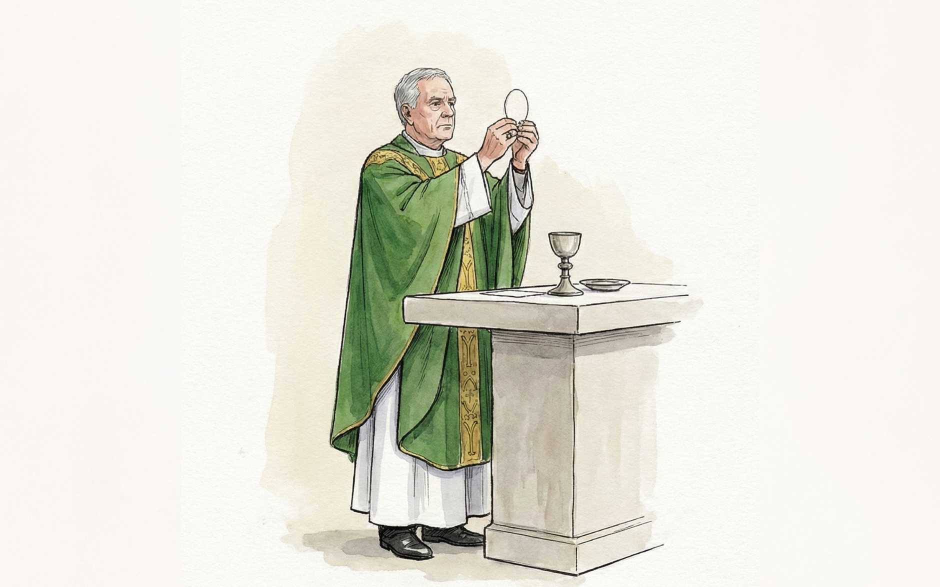 Priest elevating the host